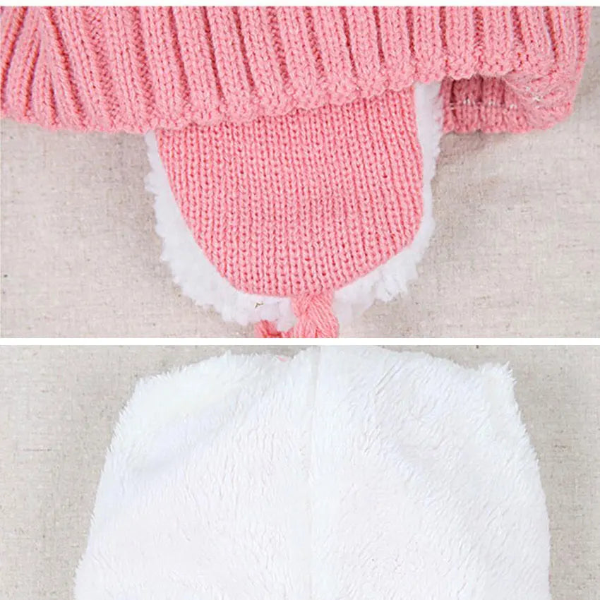 Unisex Kids Cartoon Bear Stripe Hats and Scarf Baby Cap Set Girl Boy Cap Scarf Set Child Winter Earmuffs Hat Scarf Warm Suit
