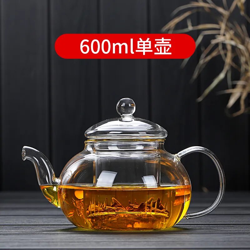Glass Teapot Heat-Resistant Borosilicate Boiling Thickened Bamboo Handle Hou