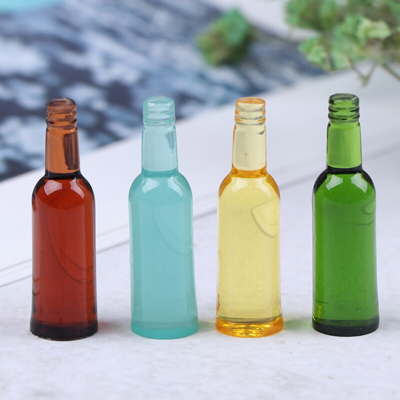 6Pcs 1:12 Dollhouse Miniature Toy Beer Wine Drink Bottle Doll Food Kitchen Living Room Toy Accessories