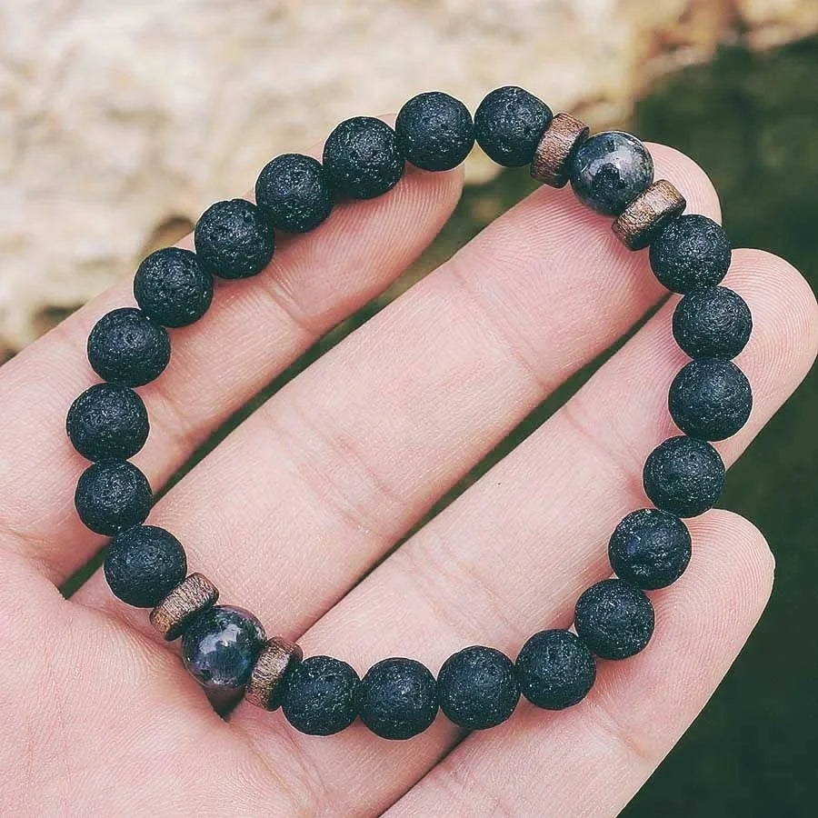 Men Bracelet Natural Moonstone Bead Tibetan Buddha Bracelet Chakra Lava Stone Diffuser Bracelets Men Jewelry