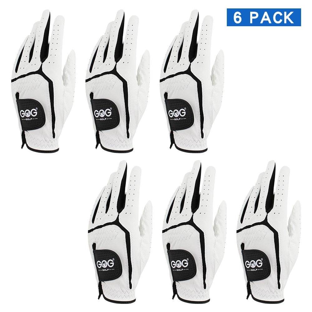 6 PCS Mens Golf Glove Sheepskin Leather
