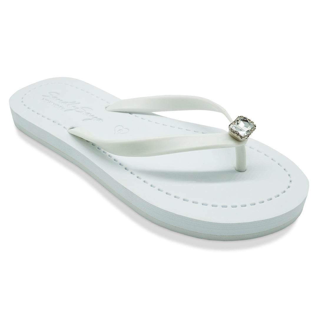 Rectangle Studs - Crystal Rhinestones Embellished Flat Flip Flops Sandal