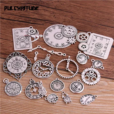 10pcs Vintage Metal Zinc Alloy Mixed Four Clock Pendant Charms Steampunk Clock Charms for Diy Jewelry Making