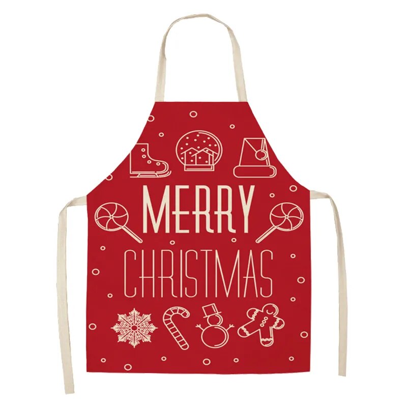 Linen Merry Christmas Apron Christmas Decorations for Home Kitchen Accessories Natal Navidad 2023 New Year Christmas