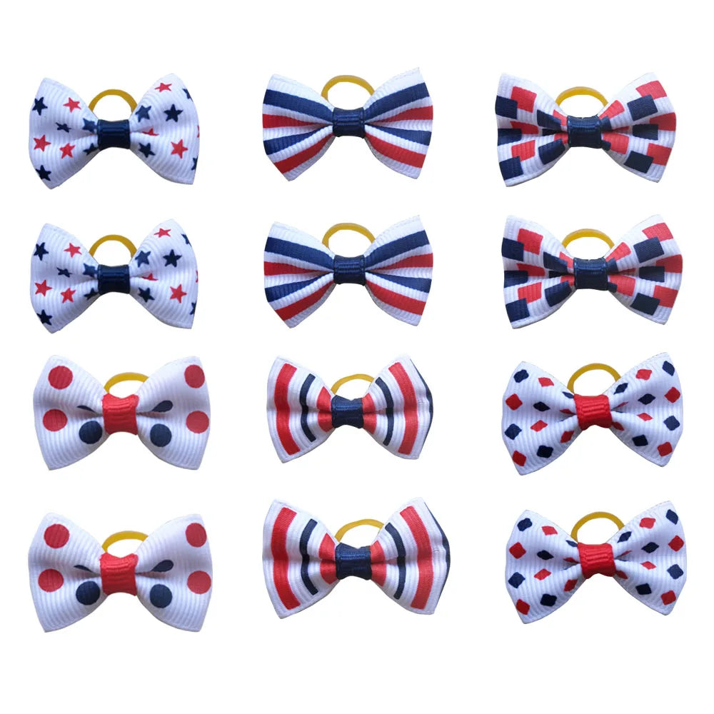 20PCS Pet Bows Dog Hair Bows for Puppy Yorkshirk Small Dogs Hair Accessories Grooming Bows Rubber Bands Dog Bows Pet Supplies