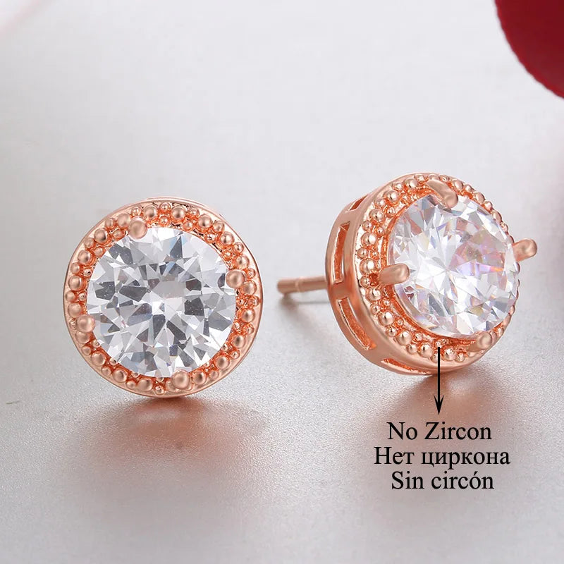 Classic Green AAA Cubic Zirconia Stud Earrings Round Crystal Girl Ear Studs for Women Multicolor Jewelry Brincos AE176