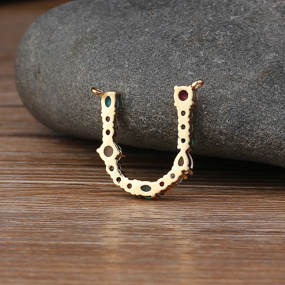 New Arrival Personal Name Letter Necklace Rainbow CZ Initials Alphabet Women Girls Gorgeous Family Jewelry