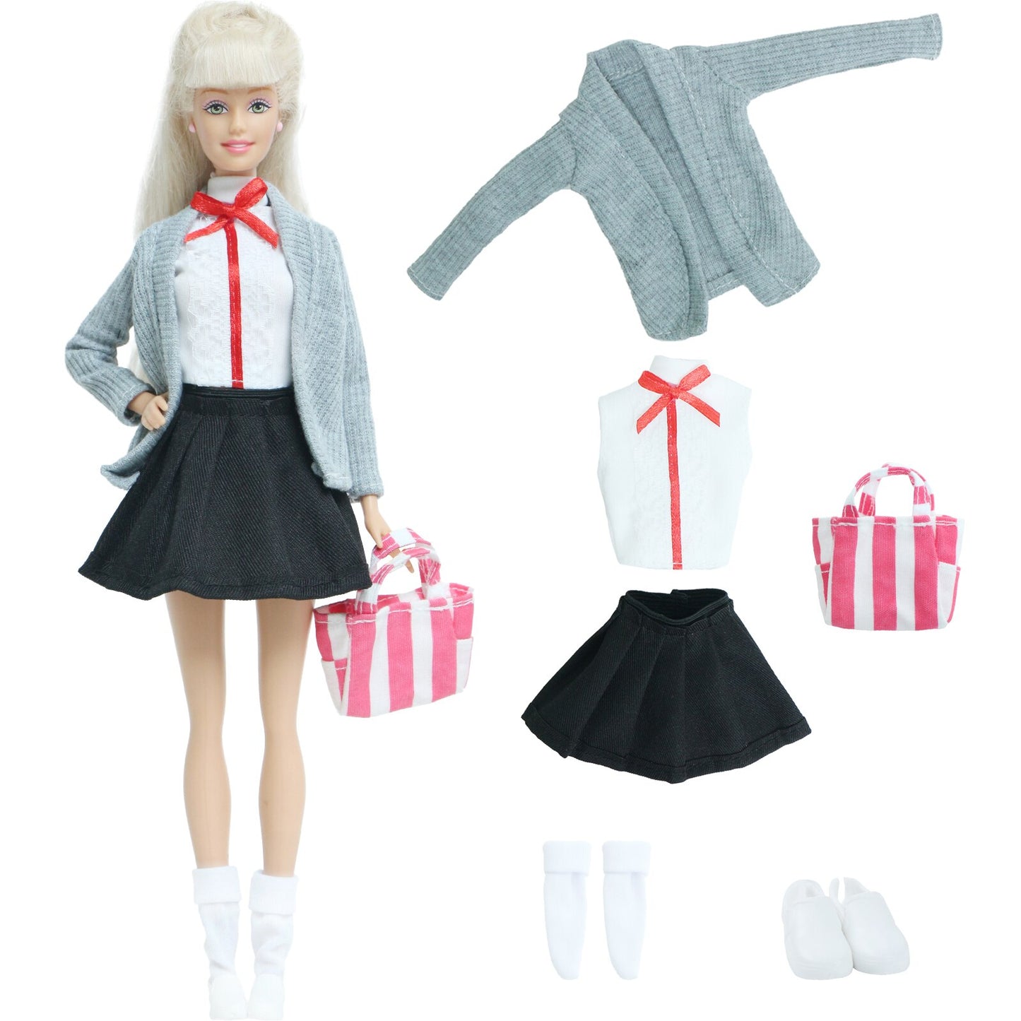 Lot Doll Outfit Playset Coat Dress Shirts Vest Shorts Trouser Blousers Bags Shoes Hat Cool Clothes for Barbie Doll Accessories