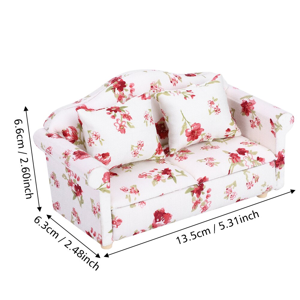 1/12 Miniature Sofa Simulation Dollhouse Sofa Living Room Furniture Children Doll House DIY Pretend Play Role Toys