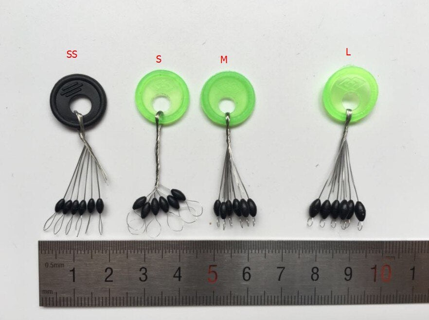 Rompin 10 Set Size SS/S/M/L Black Rubber Oval Stopper Fishing Bobber Float Space Bean Stopper Folat Line Stoppers Bobber Stops