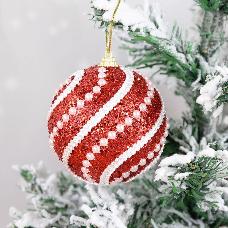 8cm Gold Foam Pearl Christmas Balls Ornament Shatterproof Hanging Christmas Tree Ball Xmas Decorations Navidad Noel