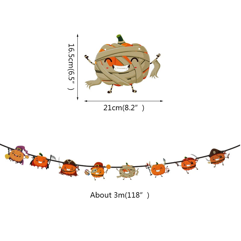 2023 Year Happy Halloween Banner Garland for Halloween Home Hanging Ornament Decorations Kids Child Favors Creative