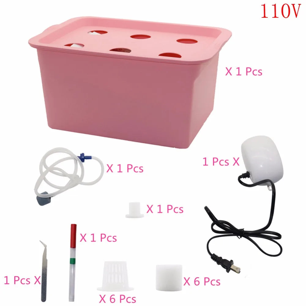 220v/110v Plants Site Hydroponic Systems 6 Holes Nursery Pots Soilless Vegetables Cultivation Seedling Growing Box With Air Pump