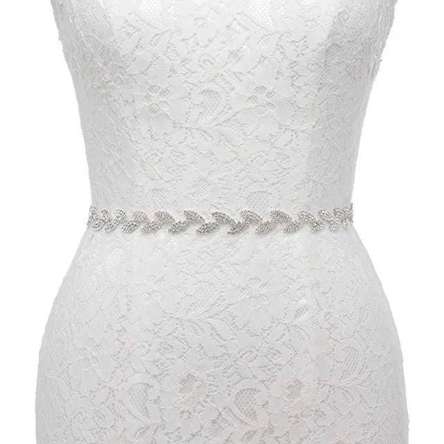 Handmade Silver Bridal Belt Rhinestone Waistband Applique for Evening Prom Dresses Wedding Decoration White Beige Sash Ribbon