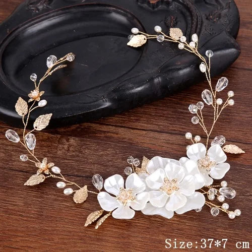 Rhinestone Crystal Headbands Wedding Hair Accessories Bridal Pearl Headband Pearl Hair Band Handmade Bridal Head Jewelry