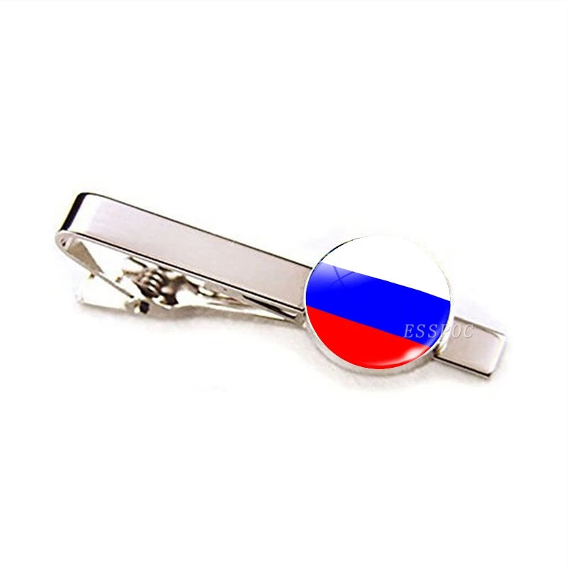 30 Countries National Flag Tie Clips Men Metal Necktie USA Flag Clip Pins Button Wedding Suit Accessories