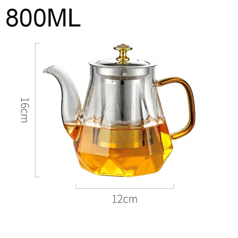 Glass Teapot Heat Resistant Tea Pot With Stainless Steel Tea Infuser Clear Tea K
