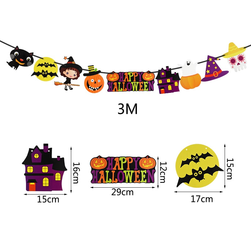 2023 Year Happy Halloween Banner Garland for Halloween Home Hanging Ornament Decorations Kids Child Favors Creative