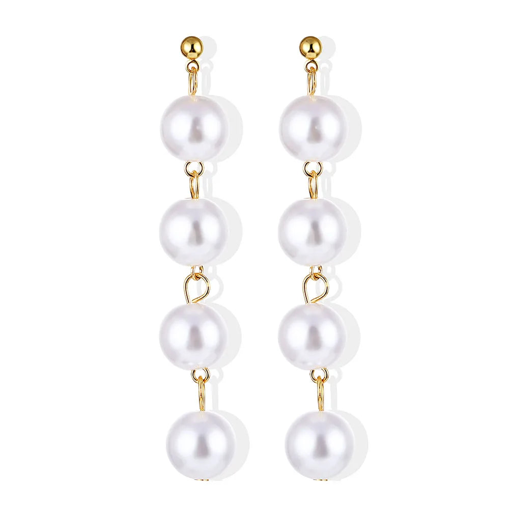 FNIO Big Simulated Pearl Earrings 2019 for Women Lover Geometric Round Heart Drop Dangle Earring Korean Statement Jewelry