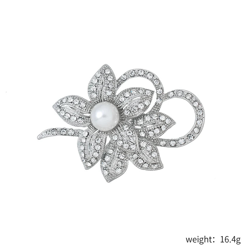 Factory Directly Crystal Diamante and Imitation Pearls Flower Jewelry Brooch Pins DIY Wedding Bouquets Брошь Декор