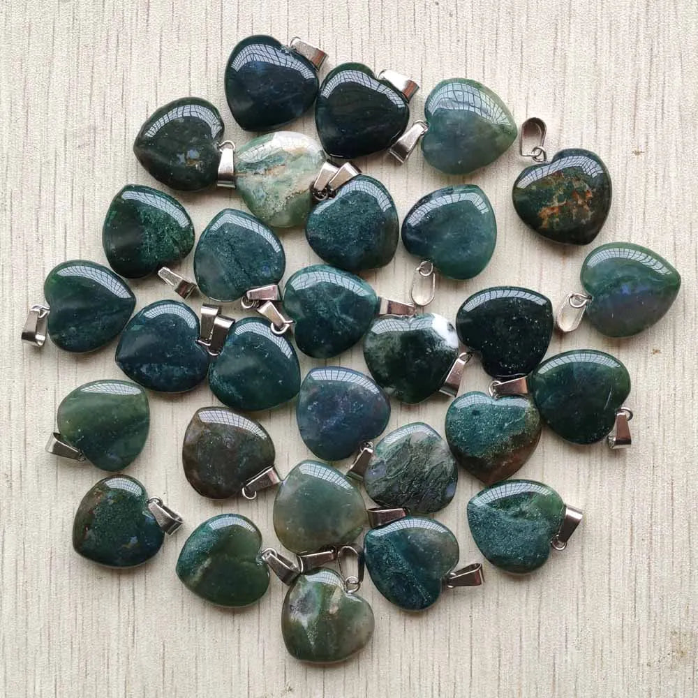 50pcs/Lot 2022 Assorted Heart Natural Stone Charms Pendants for Jewelry Making Good Quality 20mm