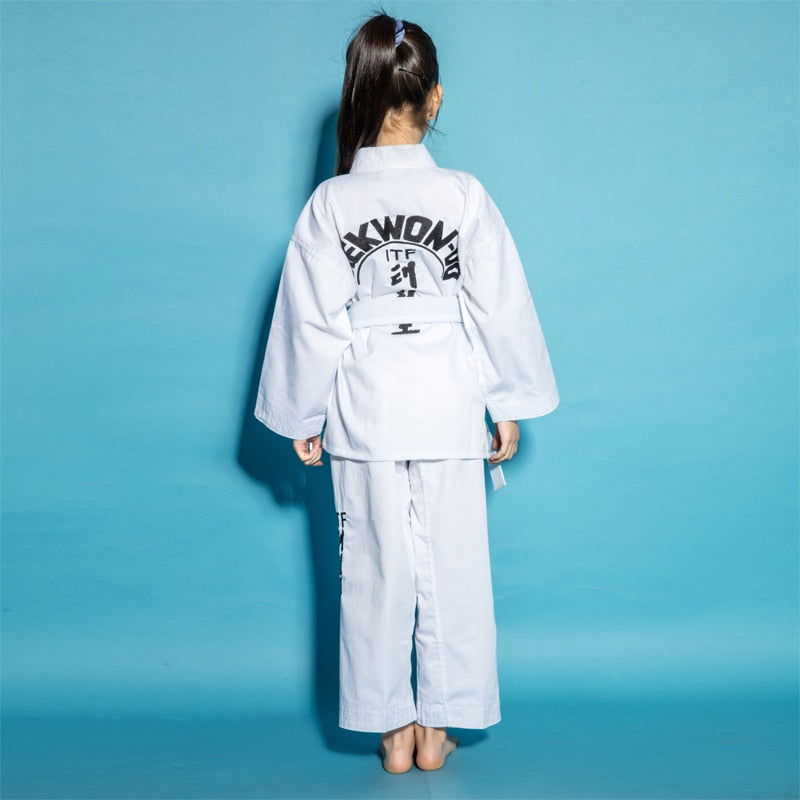 Profession ITF Taekwondo Uniform White Professional Taekwondo Dobok Exquisite Embroidery Taekwondo Suit for Children Adult
