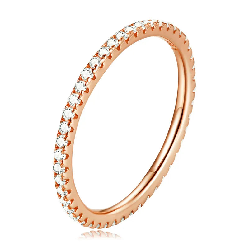 WOSTU 925 Sterling Silver Simple Geometric Round Single Stackable Finger Rings for Women Engagement Jewelry CQR066
