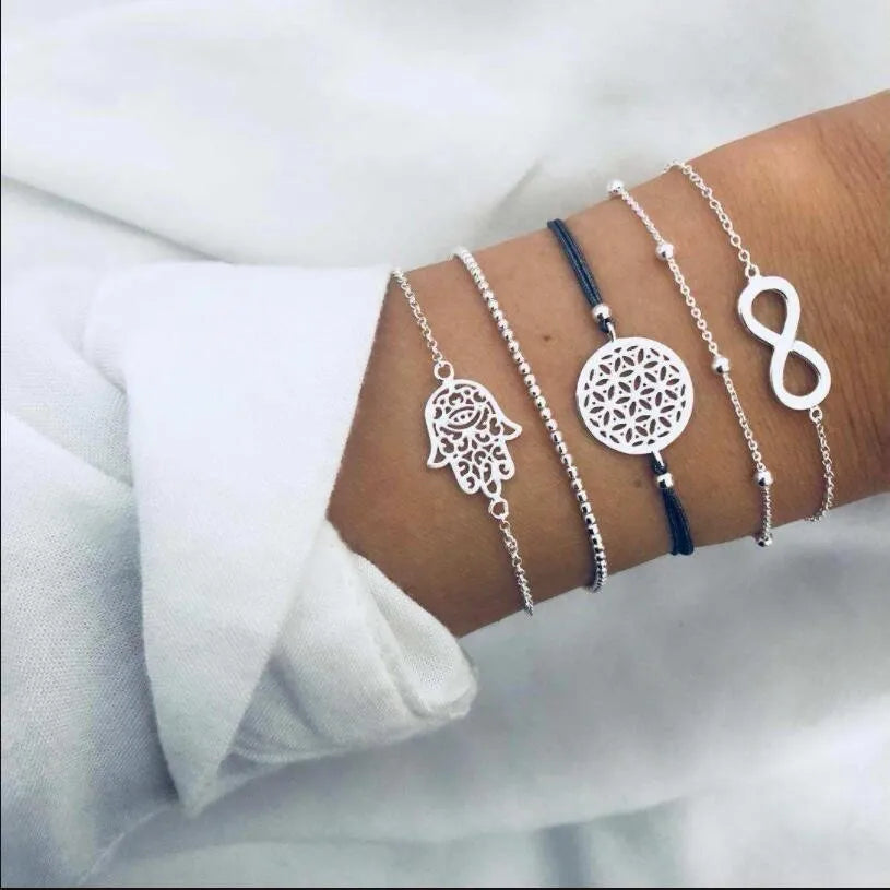 Boho Rope Bracelets & Bangles for Women Bohemian Beaded Charm Bracelet Femme Se Multilayer Jewelry Accessories Bijoux