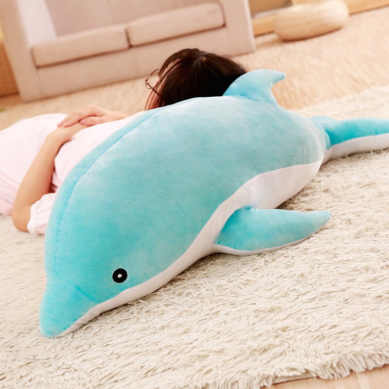 Hot Large Plush Dolphin Toys Stuffed Sea Animal Cute Girls Dolls Soft Baby Sleeping Pillow Christmas Birthday for Children