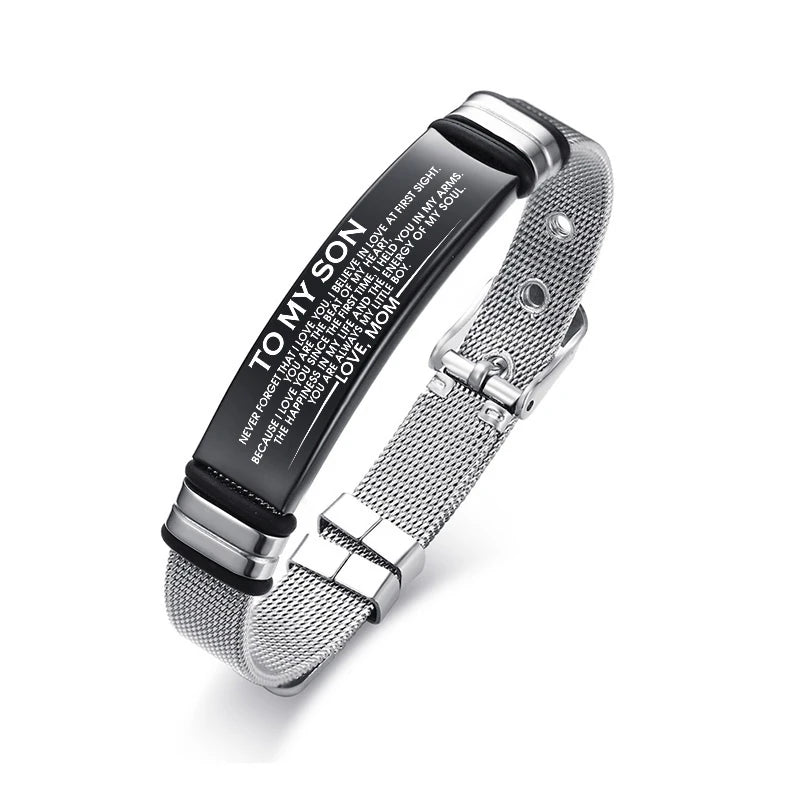 Meaeguet Personalized Bangle Men's Slide Mesh Bracelet Customized Name Wristband Stainless Steel Male Bileklik Pulseira