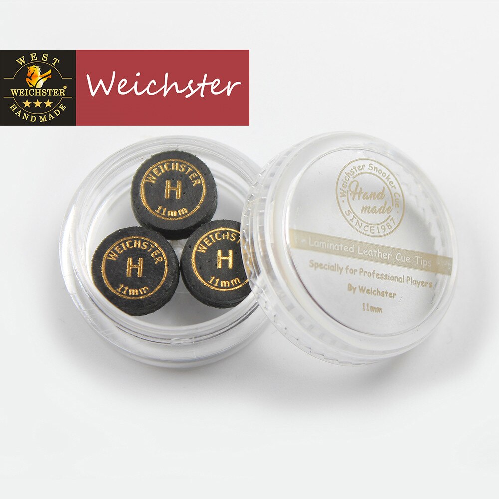 Weichster Laminated Leather Snooker Pool Cue Tips 10mm 11mm Soft Medium Hard