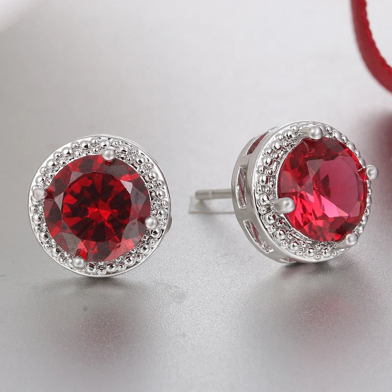 Classic Green AAA Cubic Zirconia Stud Earrings Round Crystal Girl Ear Studs for Women Multicolor Jewelry Brincos AE176