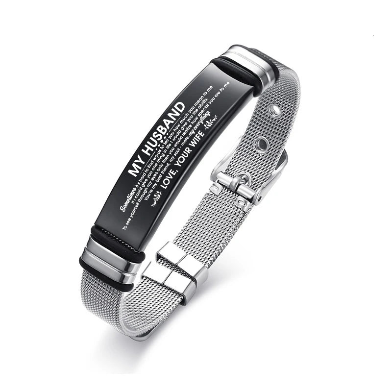 Meaeguet Personalized Bangle Men's Slide Mesh Bracelet Customized Name Wristband Stainless Steel Male Bileklik Pulseira