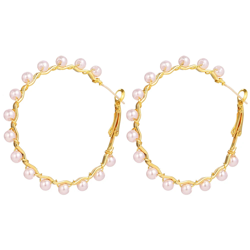 FNIO Big Simulated Pearl Earrings 2019 for Women Lover Geometric Round Heart Drop Dangle Earring Korean Statement Jewelry