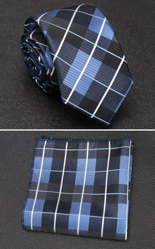 XGVOKH Men Tie Cravat Set Fashion Wedding Ties for Men Hanky Necktie Dot Striped Gravata Jacquard Tie Social Party Accessories