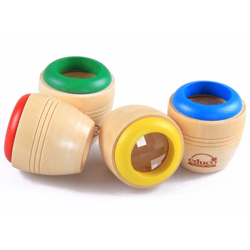 1Pcs Kids Toys Magic Kaleidoscope Wooden Baby Montessori Early Educaional Puzzle Random Color Birthday