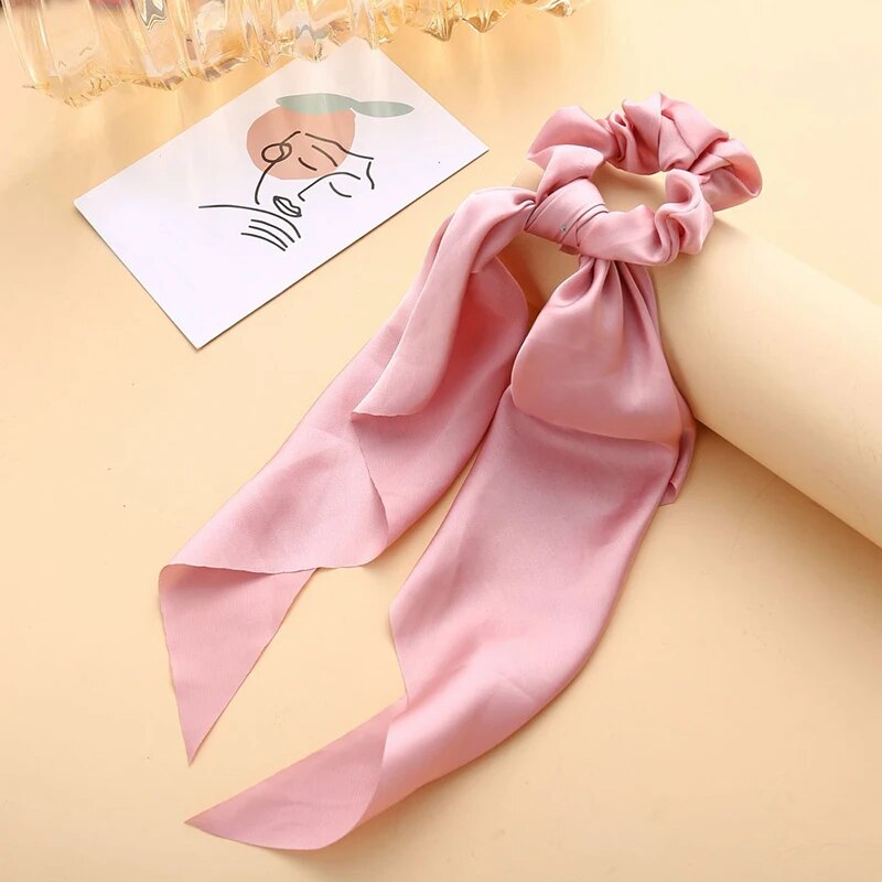 Santa Claus Bows Hair Scrunchies Long Ribbon Ponytail Scarf Hair Tie Women Girls Elastic Hair Bands Christmas Hair Accessories