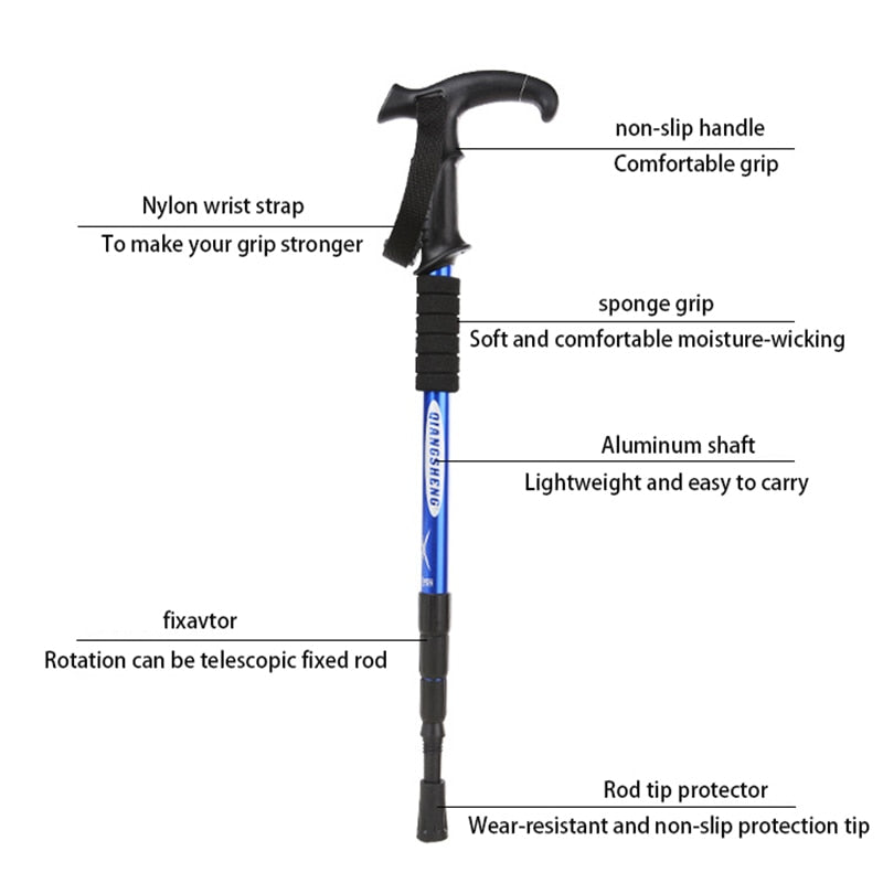 VILEAD Nordic Stick Adjustable Retractable Cane Outdoor Portable Travel Hiking Trekking Poles 2 Pcs 50-105cm