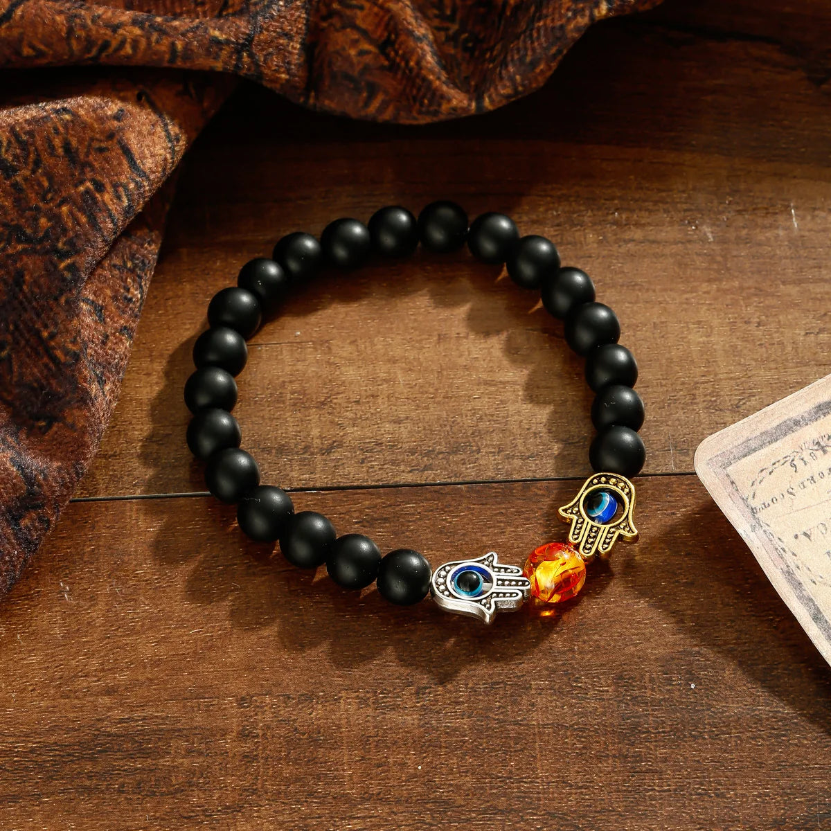 Buddhism Yoga Balance Bracelet Men Bileklik Black Matte Natural Stone Beads Bracelet for Women Braclet Jewelry AB216
