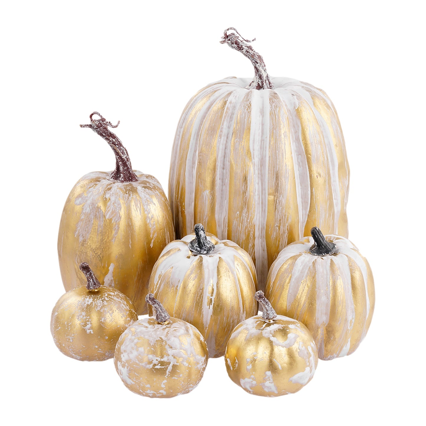 7pcs Artificial Pumpkin Mold White Yellow Halloween Thanksgiving Autumn Harvest Pumpkin Props for Home Halloween Decoration