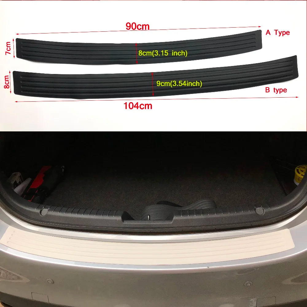 Universal 104*9cm 90*8cm Car Trunk Door Sill Plate Protector Rear Bumper Guard Rubber Mouldings Pad Trim Cover Strip Car Styling