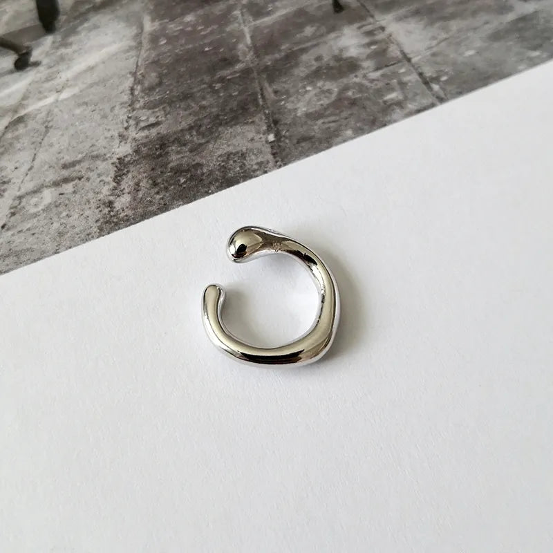 Peri'sBox Solid Gold Color Earrings Without Piercing Geometric Round Ear Cuff Minimalist Cartilage Earrings Women Simple Jewelry