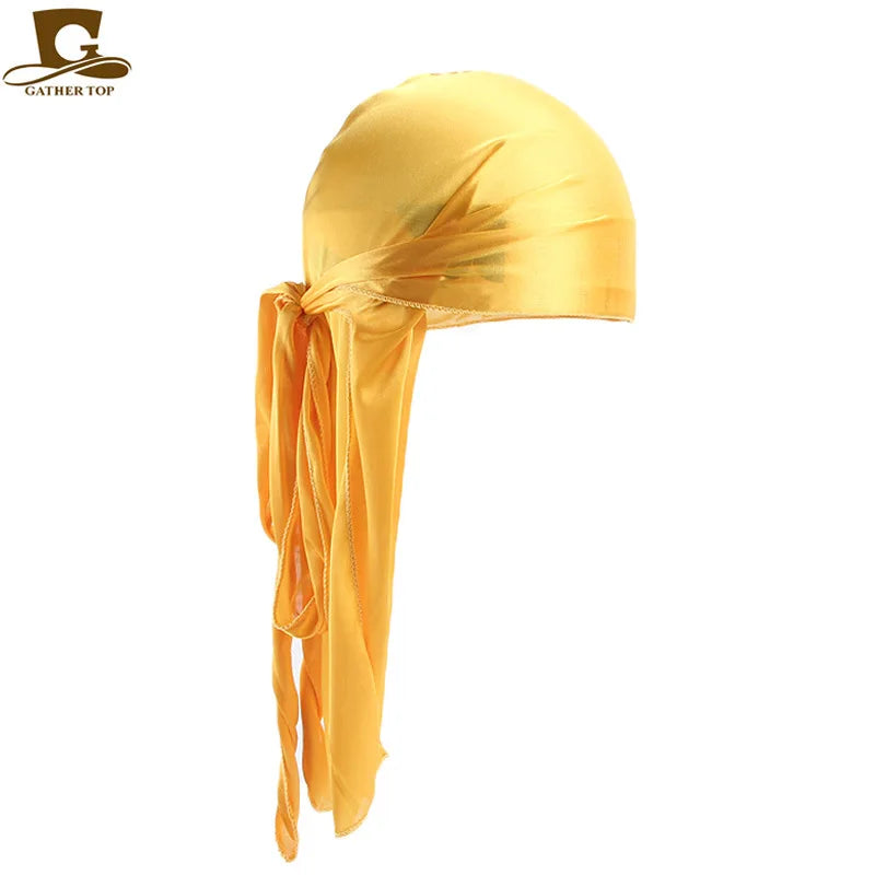 Fashion Men's Satin Durags Bandanna Turban Wigs Pirate Hat Men Silky Durag Headwear Headband