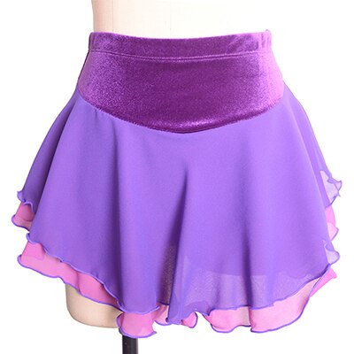Women Girls Ice Skating Skirt Figure Skating Solid Color Short Skirt