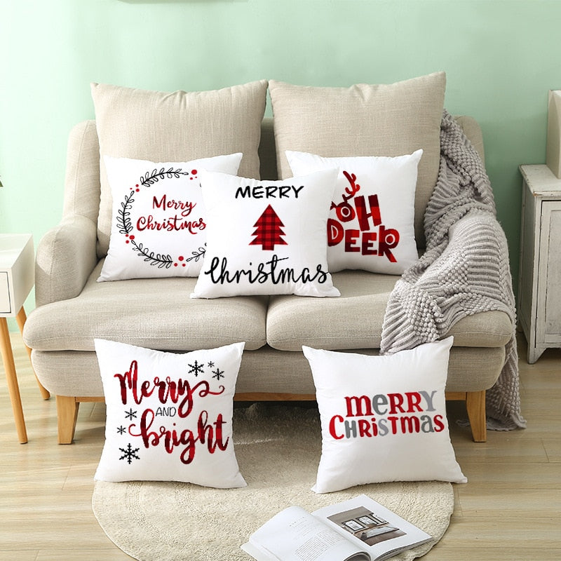 Christmas Cushion Cover Merry Christmas Decoration for Home Christmas Ornament Pillow Case Xmas Navidad New Year