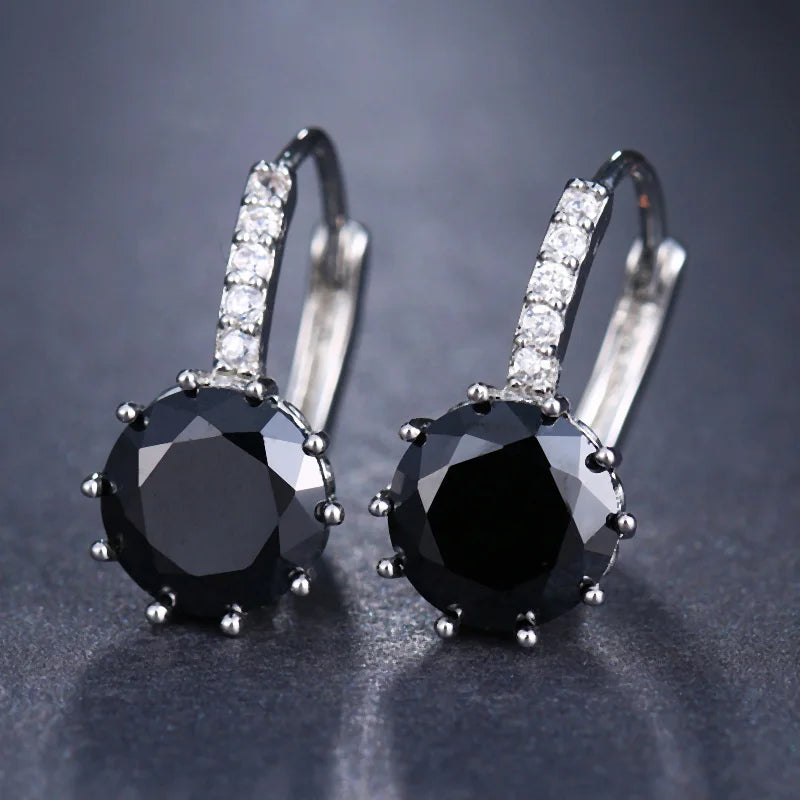Classic Green AAA Cubic Zirconia Stud Earrings Round Crystal Girl Ear Studs for Women Multicolor Jewelry Brincos AE176