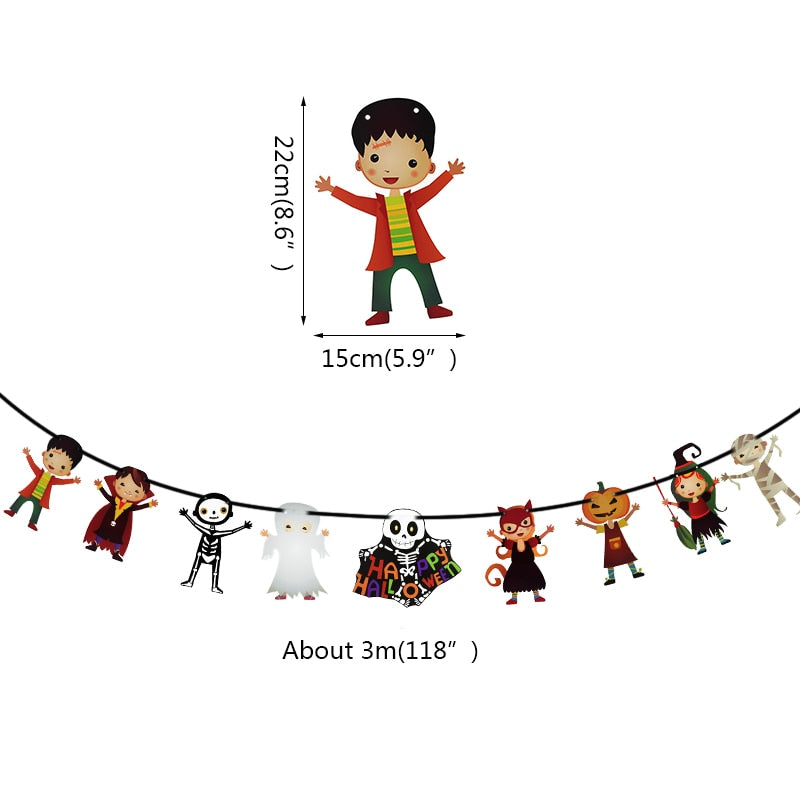 2023 Year Happy Halloween Banner Garland for Halloween Home Hanging Ornament Decorations Kids Child Favors Creative