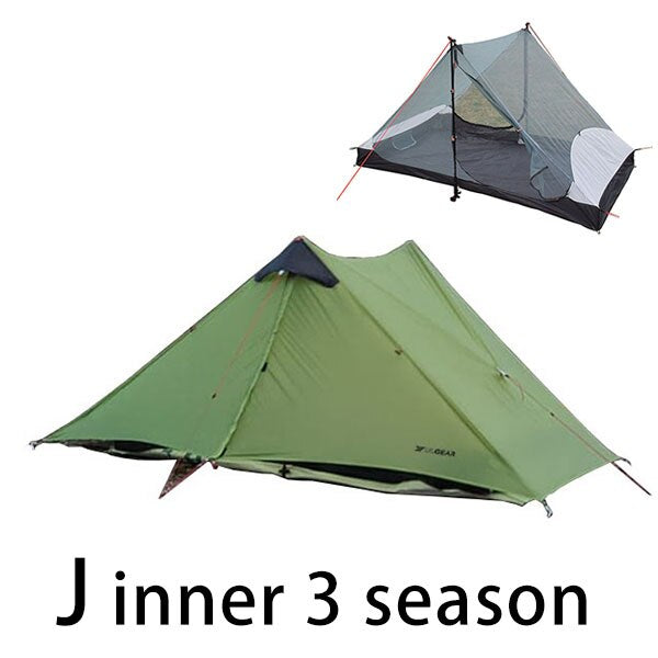 2023 T Zipper Inner Open Version LanShan 2 Two Person No-See-Um Light Weight 3 Seasons/4 Seasons 15D Silnylon Rodless Tent