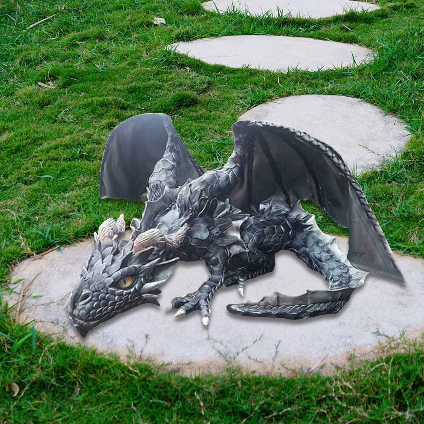 Garden Big Squatting Dragon Sculpture Guardian Statue Garden Dragon Sculpture Halloween Outdoor Gothic Decor