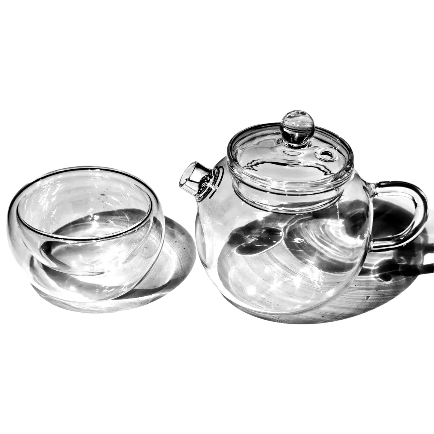 1Pcs 120ML Mini Glass Teapot and 50ml Double Glass Cup Japanese Style Tea Maker